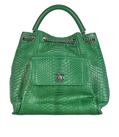 Large Urban Luxury Drawstring Backpack, &pound;2,750, Handbags, Green, Leather, Front view